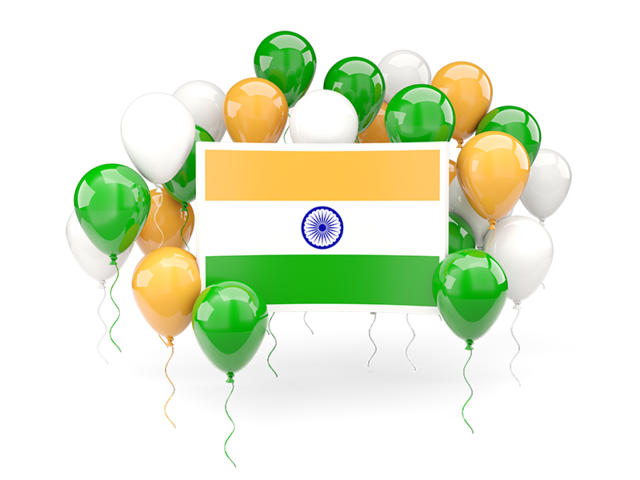 Square flag with balloons. Download flag icon of India at PNG format