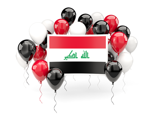 Square flag with balloons. Download flag icon of Iraq at PNG format