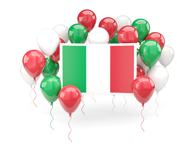 Square flag with balloons. Download flag icon of Italy at PNG format