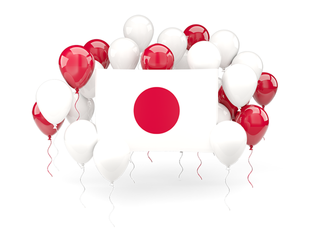 Square flag with balloons. Download flag icon of Japan at PNG format