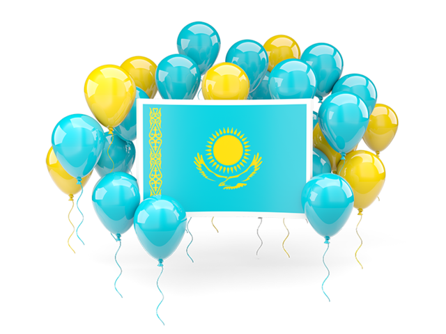 Square flag with balloons. Download flag icon of Kazakhstan at PNG format