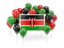 Kenya. Square flag with balloons. Download icon.
