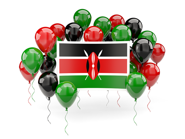 Square flag with balloons. Download flag icon of Kenya at PNG format