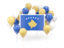 Kosovo. Square flag with balloons. Download icon.