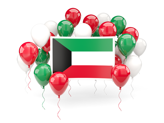 Square flag with balloons. Download flag icon of Kuwait at PNG format