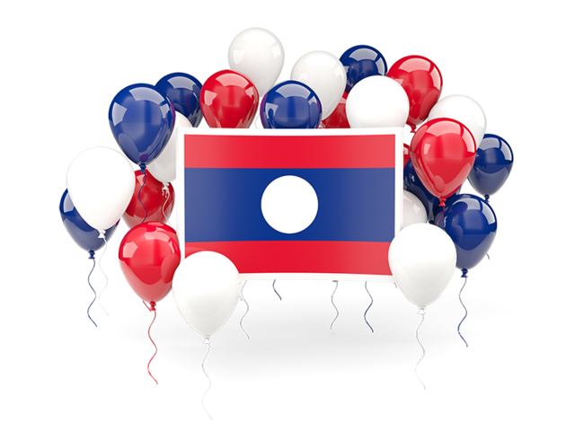 Square flag with balloons. Download flag icon of Laos at PNG format