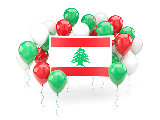 Square flag with balloons. Download flag icon of Lebanon at PNG format