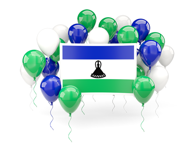Square flag with balloons. Download flag icon of Lesotho at PNG format