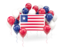 Liberia. Square flag with balloons. Download icon.