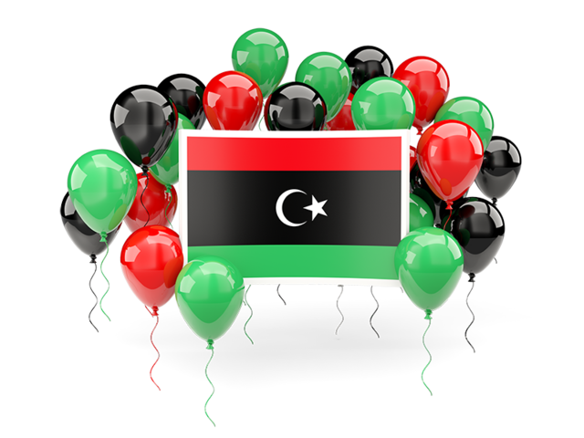 Square flag with balloons. Download flag icon of Libya at PNG format