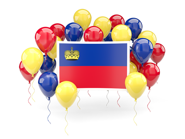 Square flag with balloons. Download flag icon of Liechtenstein at PNG format