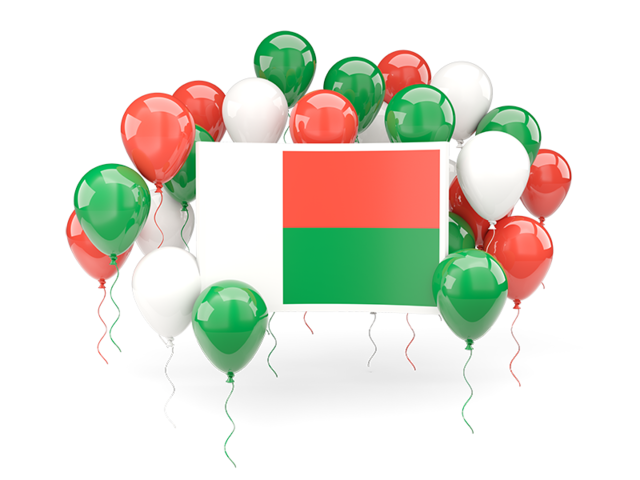 Square flag with balloons. Download flag icon of Madagascar at PNG format