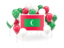 Maldives. Square flag with balloons. Download icon.