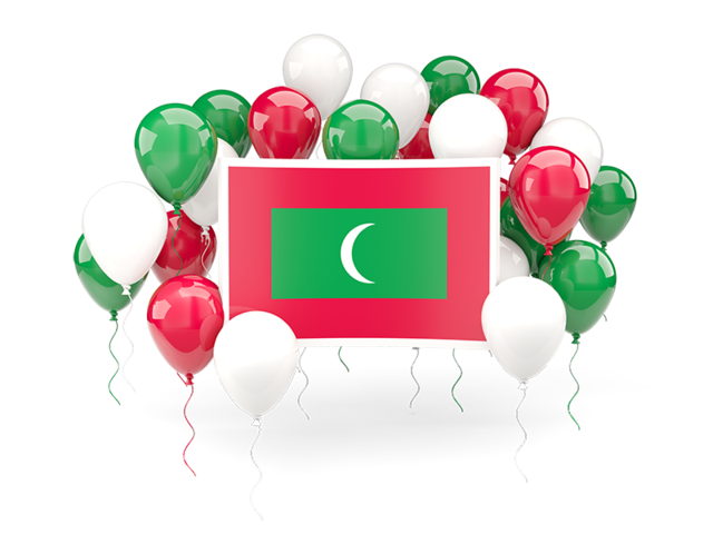 Square flag with balloons. Download flag icon of Maldives at PNG format
