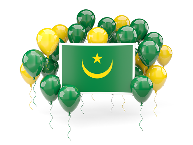 Square flag with balloons. Download flag icon of Mauritania at PNG format