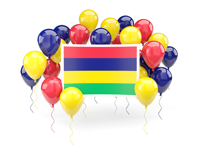 Square flag with balloons. Download flag icon of Mauritius at PNG format