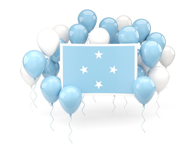 Square flag with balloons. Download flag icon of Micronesia at PNG format