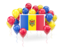 Moldova. Square flag with balloons. Download icon.