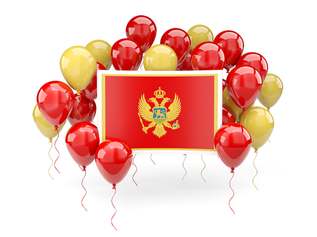 Square flag with balloons. Download flag icon of Montenegro at PNG format