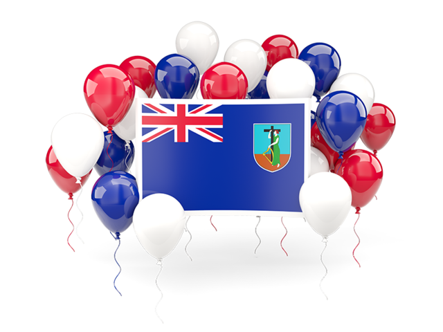 Square flag with balloons. Download flag icon of Montserrat at PNG format