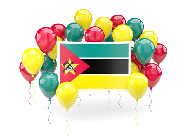 Флаг с воздушными шарами. Скачать флаг. Мозамбик
