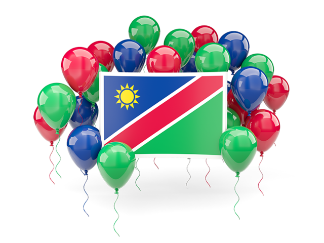 Square flag with balloons. Download flag icon of Namibia at PNG format