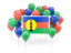 New Caledonia. Square flag with balloons. Download icon.