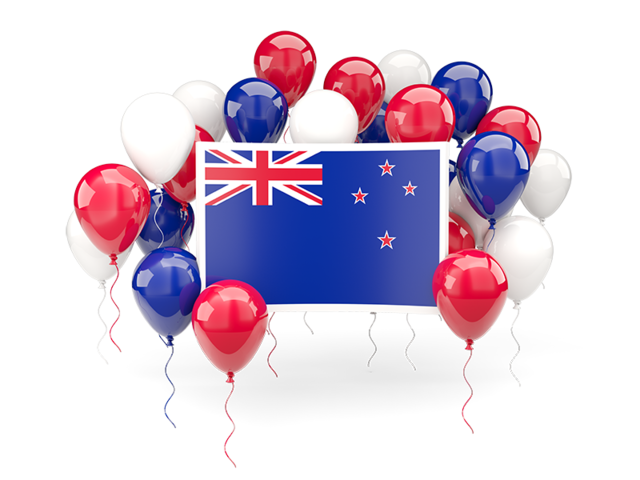 Square flag with balloons. Download flag icon of New Zealand at PNG format