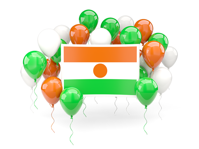 Square flag with balloons. Download flag icon of Niger at PNG format