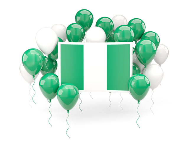 Square flag with balloons. Download flag icon of Nigeria at PNG format