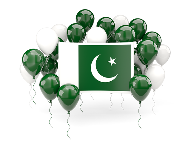 Square flag with balloons. Download flag icon of Pakistan at PNG format