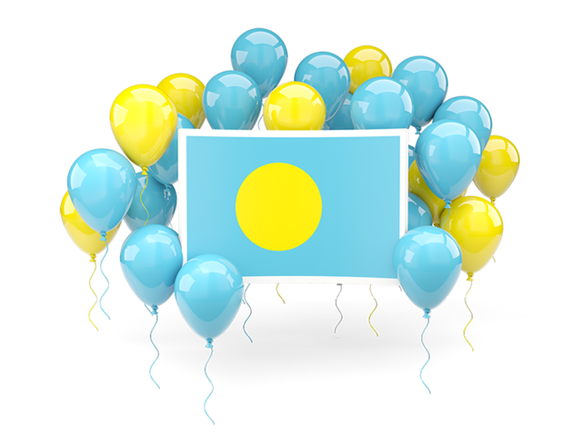 Square flag with balloons. Download flag icon of Palau at PNG format