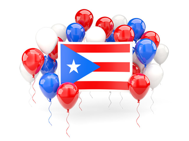 Флаг с воздушными шарами. Скачать флаг. Пуэрто-Рико