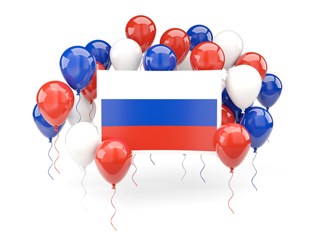 Square flag with balloons. Download flag icon of Russia at PNG format