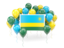 Rwanda. Square flag with balloons. Download icon.