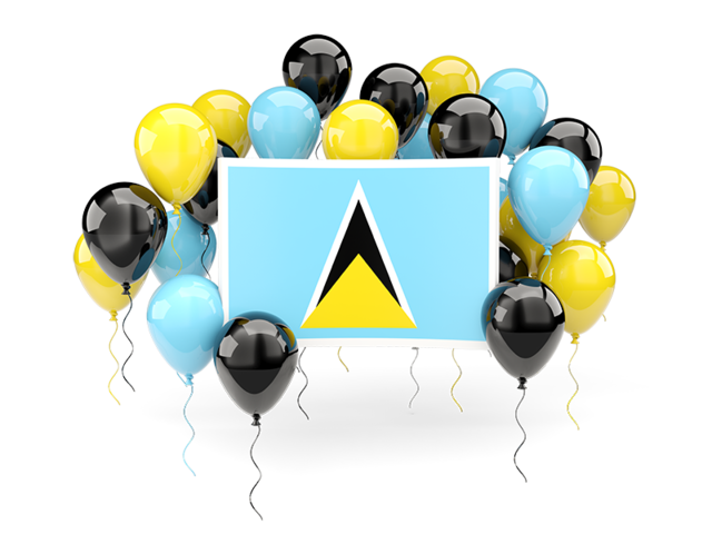 Square flag with balloons. Download flag icon of Saint Lucia at PNG format