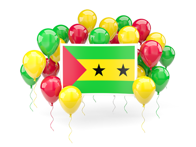 Square flag with balloons. Download flag icon of Sao Tome and Principe at PNG format