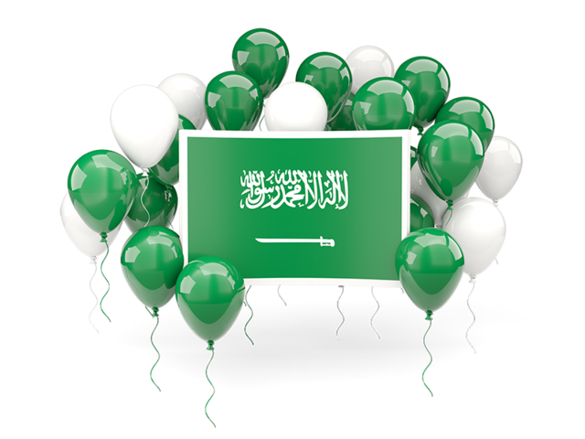 Square flag with balloons. Download flag icon of Saudi Arabia at PNG format