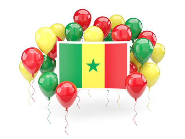 Square flag with balloons. Download flag icon of Senegal at PNG format