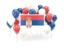 Serbia. Square flag with balloons. Download icon.