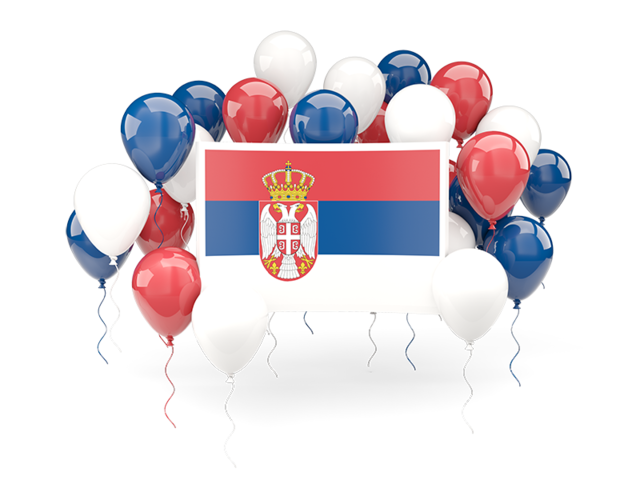 Square flag with balloons. Download flag icon of Serbia at PNG format