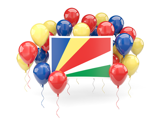 Square flag with balloons. Download flag icon of Seychelles at PNG format