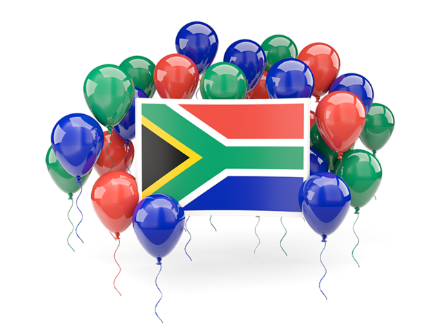 Square flag with balloons. Download flag icon of South Africa at PNG format