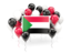 Sudan. Square flag with balloons. Download icon.