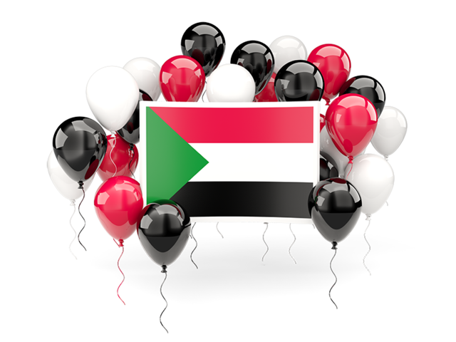 Square flag with balloons. Download flag icon of Sudan at PNG format