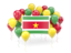 Suriname. Square flag with balloons. Download icon.