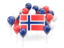 Svalbard and Jan Mayen. Square flag with balloons. Download icon.