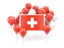 Switzerland. Square flag with balloons. Download icon.