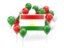 Tajikistan. Square flag with balloons. Download icon.