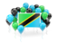 Tanzania. Square flag with balloons. Download icon.